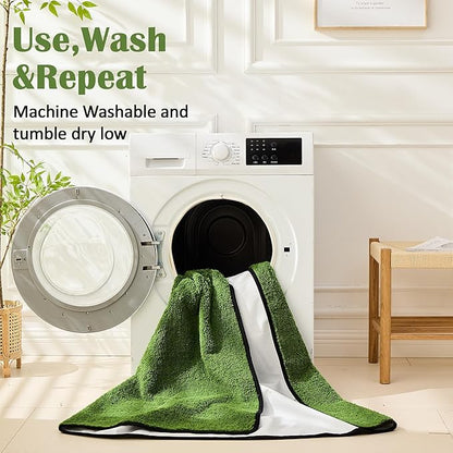 Qeils Reusable Dog Pee Pads, 2 Pack Super Absorbent & Leakproof Washable Puppy Pads with Soft Green Top Layer, for Potty Training, Crates, Couch, Car Seats & Pet Beds, 18"x 30"