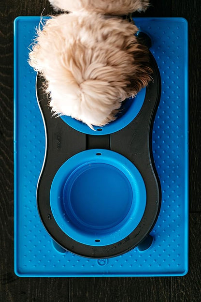 Dexas Pets Double Elevated Pet Feeder, 2.5 Cup Bowls, Pro Blue (PW1104322194)