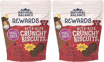 Natural Balance Limited Ingredient Rewards Crunchy Biscuits, Bite-Size Grain-Free Dog Treats for Small-Breed Adult Dogs, Made with Real Bison, 8 Ounce (Pack of 2)