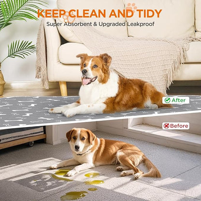 Washable Pee Pads for Dogs,2 Pack 48"x60" Reusable Puppy Training Pads, Ultra-Absorbent and Leak-Proof Whelping Pads , Extra Large Potty Playpen Mat for Incontinence, Housebreak, Crate