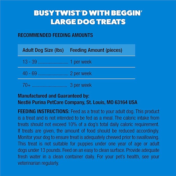 Purina Busy With Beggin' Dog Treats, Twist'd - 10 Count (Pack of 1)