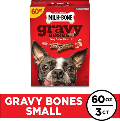 Milk-Bone Gravy Bones Dog Treats with Savory Meat Flavors, 60 Ounce (Pack of 3)