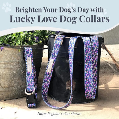 Lucky Love Dog Martingale Dog Collar - Adjustable, No-Slip, Durable, & Soft Webbing Collar for Male and Female Dogs Ideal for Training & Walking - Primrose, Large