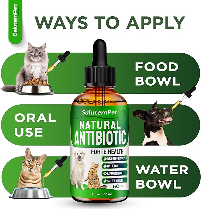Natural Antibiotics for Dogs to Help with Allergies and UTIs | Kennel Cough Medicine for Dogs | Cat Antibiotics for Infection | Herbal Supplement is Excellent for All Breeds and Ages | 2 oz