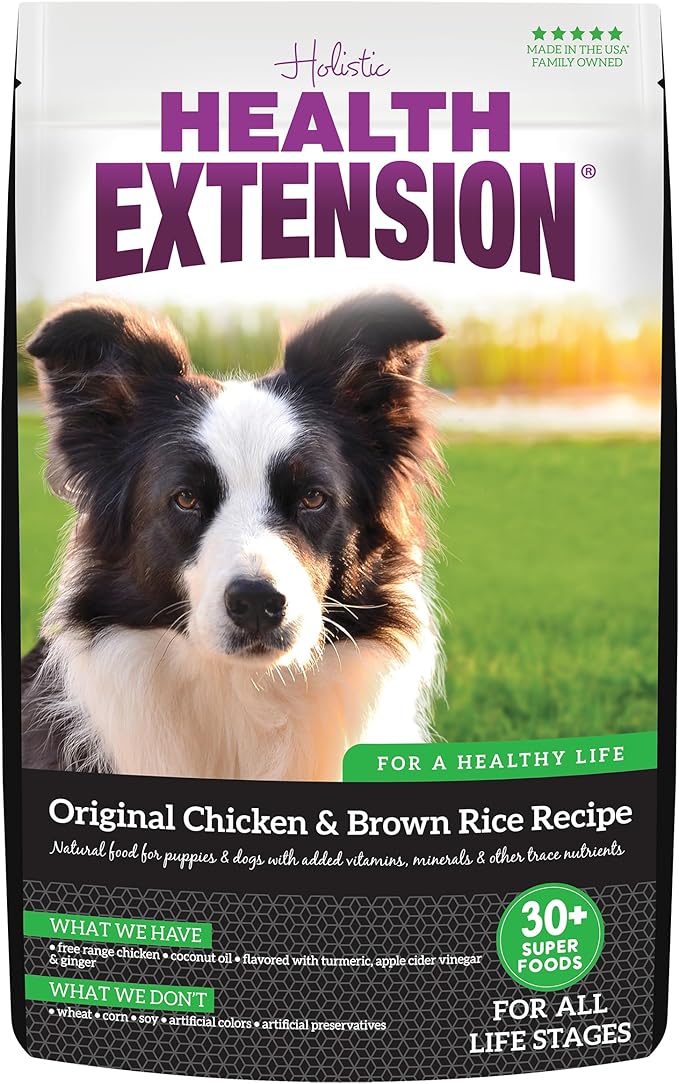 Health Extension Original Chicken & Brown Rice, Protein Packed Formula with Probiotics & Superfoods for Digestion & Coat Health (15 lb Bag)