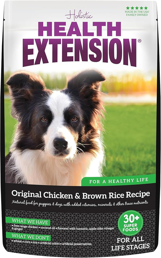 Health Extension Original Chicken & Brown Rice, Protein Packed Formula with Probiotics & Superfoods for Digestion & Coat Health (15 lb Bag)