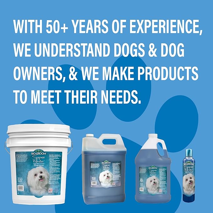 Bio-Groom Super Whitening Dog Shampoo - Whitening Pet Shampoo, Dog Bathing Supplies, Puppy Wash, Grooming Supplies, Cruelty-Free - 1 Gallon