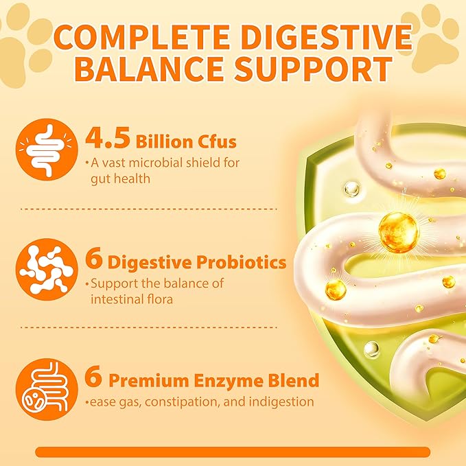 Probiotics for Dogs - 6 Digestive Probiotics & 6 Enzymes for Itchy Skin,Digestion & Gut Support,Helps Diarrhea, Yeast Infection, Upset Stomach,Allergies & Immune System Support-150 Chews