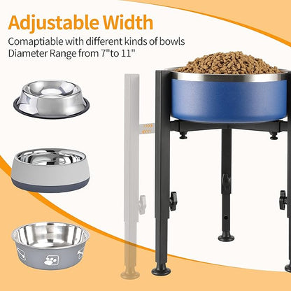 PROERR Single Dog Bowl Stand,Tall Dog Food Stand Adjustable Wide 7-11" Heights 14.5",Metal Elevated PET Bowl Holder Raised Water Feeder for Medium,Large Dog(Bowl Not Included)