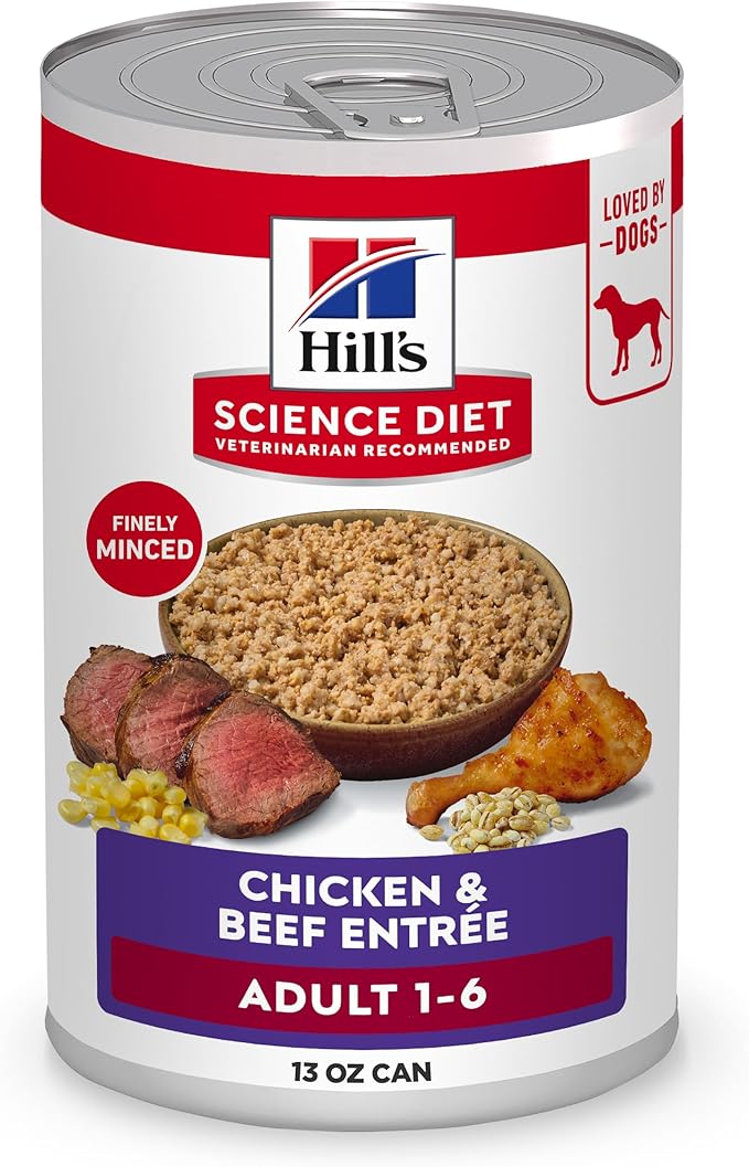 Hill's Science Diet Adult 1-6 Wet Dog Food, Chicken & Beef, 13 oz. Cans, 12-Pack
