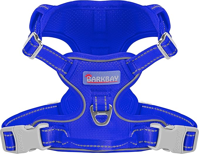 BARKBAY Dog Harness No Pull Mesh for Medium Dogs - Adjustable, Reflective, Comfortable, No Choke, Heavy-Duty - Perfect for Outdoor Training, Walking, and Hiking-Strong&Durable- M & Sapphire Blue Mesh