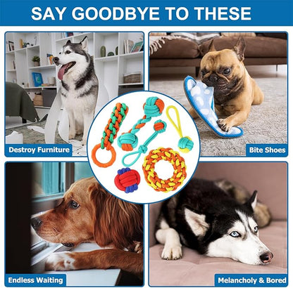 Aitmexcn Dog Rope Toys for Medium and Small Aggressive Chewers, 6 Pack Heavy Duty Puppy Toys for Large, Dental Cleaning Chew Toys, Tug Toy for Boredom, 100% Cotton Indestructible Pet Toy