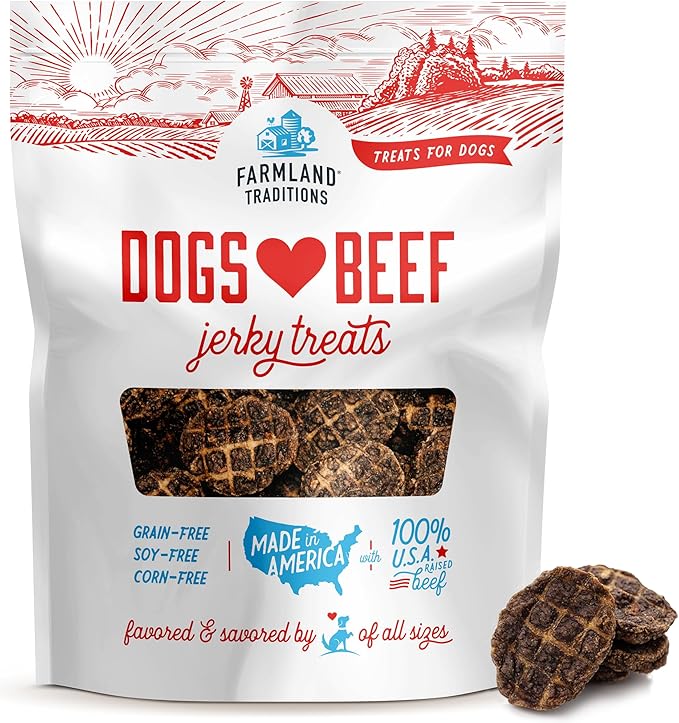 Farmland Traditions Dogs Love Beef Jerky Dog Treats with Only 3 Ingredients and No Fillers, 2.5 Pound (Pack of 1).