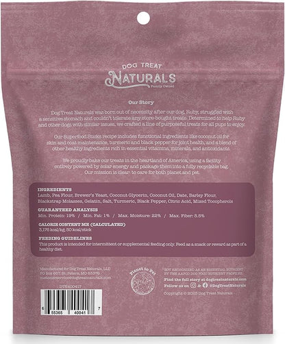 Dog Treat Naturals Superfood Sticks, Lamb & Date, 10oz Bag | Dog Chew Sticks | All-Natural, Pet Training Treats | Joint-Skin-Coat Health | USA Made