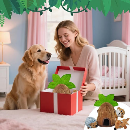 Squeaky Dog Toys, Stuffed Large Dog Toys to Keep Them Busy, Interactive Plush Chew Toys with Crinkle Paper, Tough Pet Animal Toys for Small Medium Large (4 Pack)