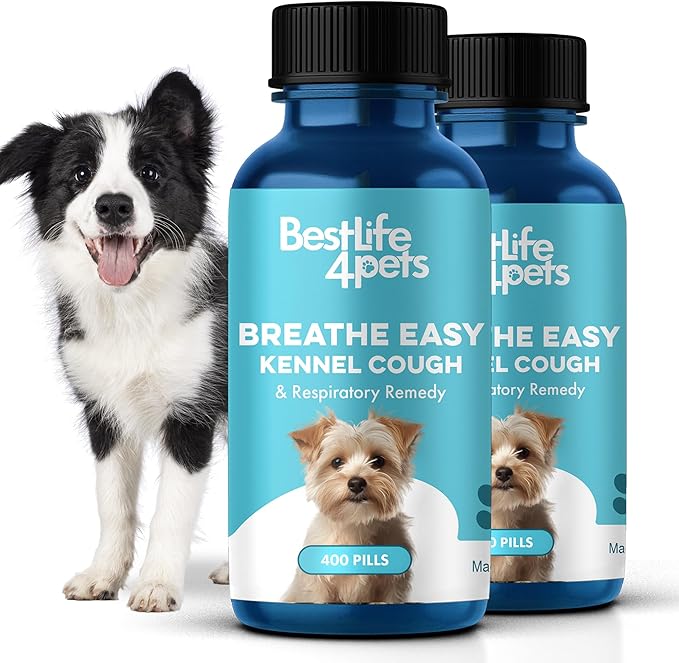 Breathe Easy Natural Cough Relief for Dogs - Gentle Dog Nasal Congestion and Sneezing Relief Plus Trachea and Airway Support Helps Senior & Brachycephalic Dogs Have Easier Days and More Restful Sleep