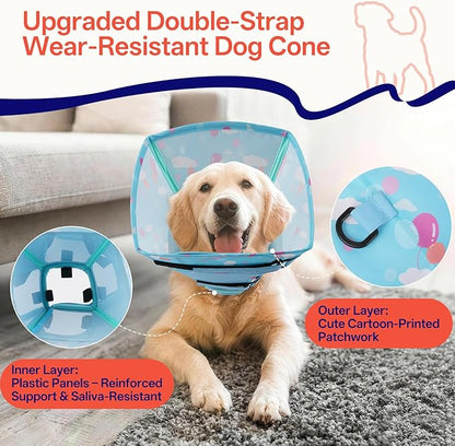 Comfortable Dog Cone - Soft Dog Cone Collar for Small Dogs,Adjustable Recovery Cone for Dogs to Stop Licking,Cute Pet Head Neck Elizabethan Cone,Cone Alternative After Surgery,S,Blue