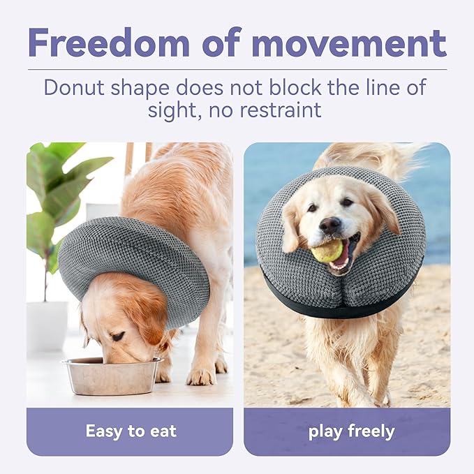Loflaze Soft Inflatable Dog Cone Collar for Large Medium Small Dogs Cats - After Surgery Donut, E Collar Alternative for Recovery