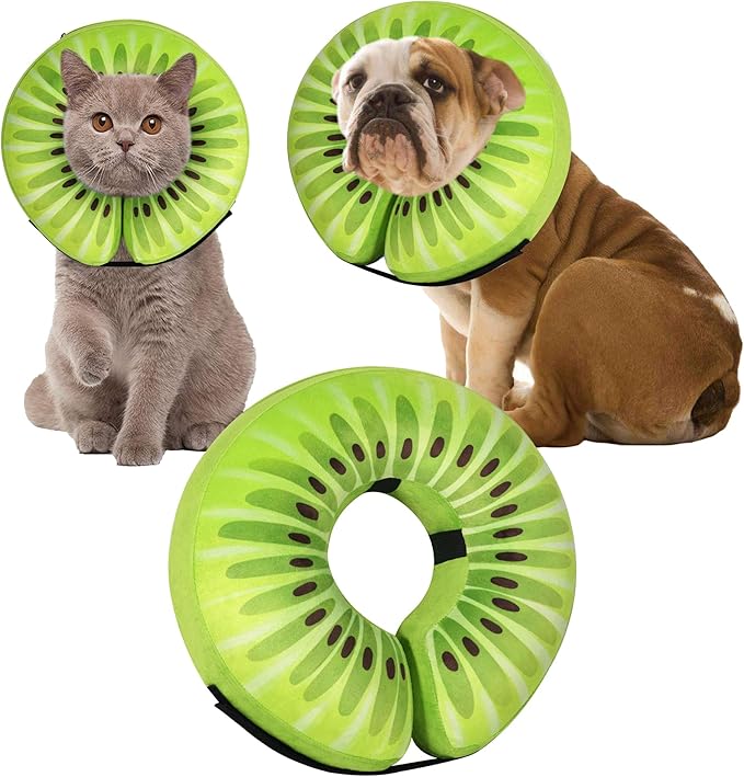 Recovery Donut Collar for Dogs & Cat,Inflatable Dog Cone Collar Alternative After Surgery,Soft Cone for Large Medium Small Dog,Adjustable Pet Neck Donut(Kiwi,M)