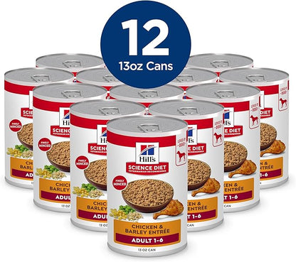 Hill's Science Diet Adult 1-6 Wet Dog Food, Chicken & Barley, 13 oz. Cans, 12-Pack
