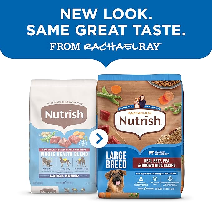 Nutrish Rachael Ray Dry Dog Food Large Breed Real Beef, Pea & Brown Rice Recipe, 30 lb. Bag