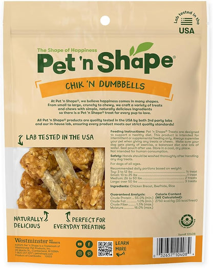 Pet 'n Shape Chik 'n Rice Dumbbells - All Natural Dog Treats, Chicken, 8 oz, 10408