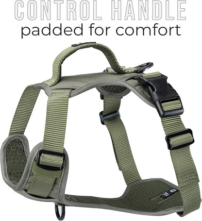 TUG Dog Harness with 2 Leash Connection Points | Adjustable, Padded, Lightweight | Handle on Back | No-Pull Front Clip (Large, Green)