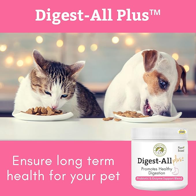 Wholistic Pet Organics Daily Cat & Dog Probiotics for Digestive Health, Anti Diarrhea & Gut Support - Probiotics for Dogs with Digestive Enzymes & Prebiotic Fiber - Cat Probiotic - 8 Oz - 227 Scoops