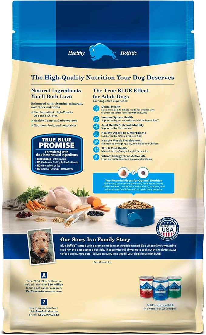 Blue Buffalo Life Protection Formula Adult Small Bite Dry Dog Food, Helps Build and Maintain Strong Muscles, Made with Natural Ingredients, Chicken & Brown Rice Recipe, 30-lb. Bag