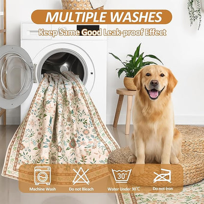Washable Pee Pads for Dogs, 2 Pack Super Absorbent Reusable Puppy Pads with Colorful Flowers Patterns for Potty Training, Floor, Couch, Bed, and Crate,31"x 36"