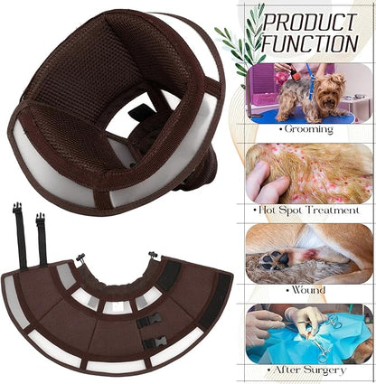 Dora Bridal Dog Cone Collar for Large Dogs After Surgery, Soft Comfy Recovery Pet Cone Alternative, Adjustable Elizabethan Collar for Dogs to Stop Licking, Brown, L