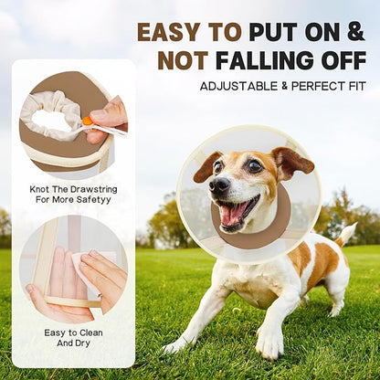 Soft Dog Cone Collar to Stop Licking-Adjustable Comfortable Mesh Recovery Collars After Surgery for Small or Miniature Dog, Alternative to Plastic Elizabethan Collar for Neuter Incision Care (Brown,L)