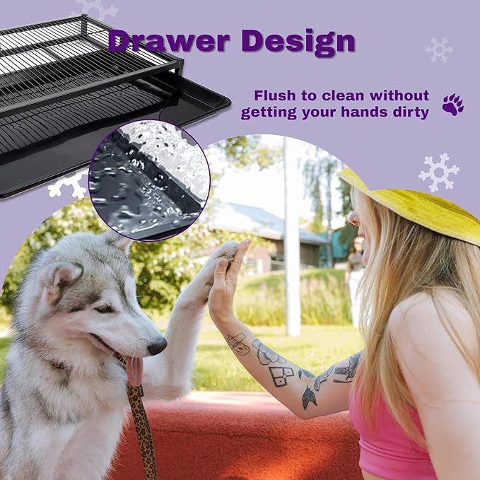 Gugxiom 62 * 43 * 8cm Training Toilet Potty Tray, Portable Dog Training Toilet, Reusable Long Lifespan Easy to Clean Indoor Outdoor Pet Litter Box for Puppy