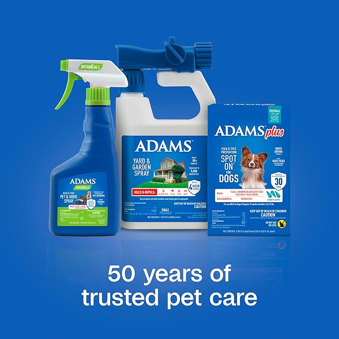 ADAMS Plus Flea & Tick Prevention Spot On for Dogs, Toy/Small Dog, Kills Fleas & Ticks (Brown Dog/Deer Ticks), Kills and Repels Mosquitoes, Prevents Flea Infestations, 3-Month Supply, 3 Pack