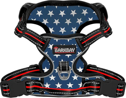 BARKBAY Dog Harness No Pull Mesh for Small Dogs - Adjustable, Reflective, Comfortable, No Choke, Heavy-Duty - Perfect for Outdoor Training, Walking, and Hiking - Strong & Durable- XS & Blue Star Mesh
