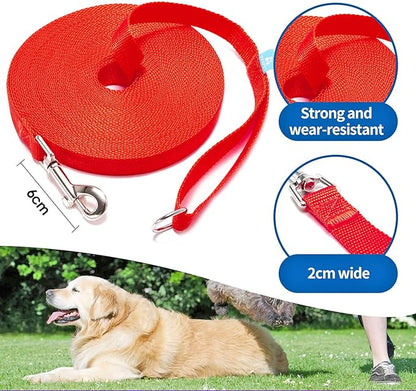 BAAPET 15/20/30/50/100 ft Long Dog Training Leash with Clickers for Small, Medium and Large Dogs or Cats (100 Feet, Red)