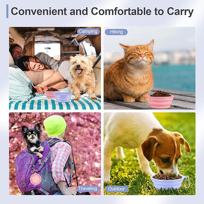 Kytely Collapsible Dog Bowls for Travel, 2Pack Dog Portable Water Bowl, Foldable Pet Food Bowl with Clasp, Pet Cat Feeding Cup Dish for Traveling, Walking, Hiking