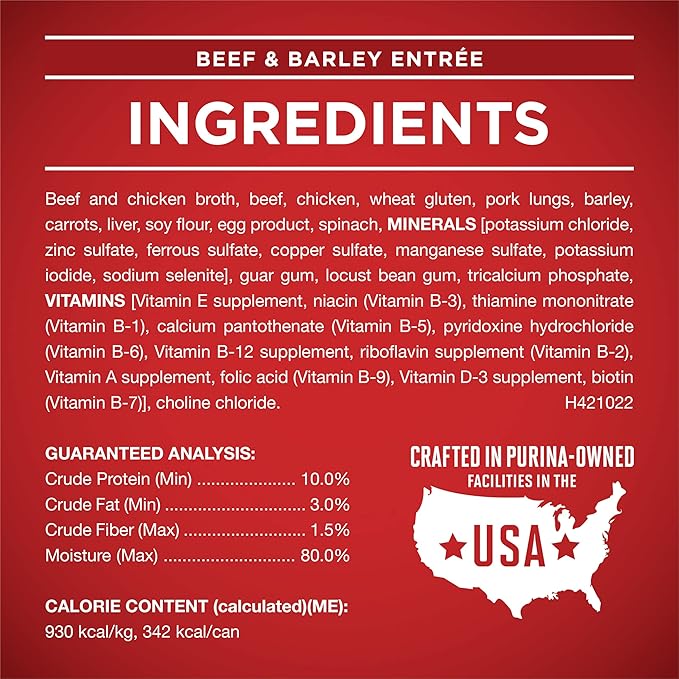 Purina ONE Tender Cuts in Gravy Chicken and Brown Rice,and Beef-and Barley Entrees Wet Dog Food Variety Pack - 13 oz. Cans,(Pack of 4)