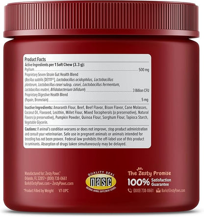 Zesty Paws Probiotics for Dogs, Digestive Enzymes Gut Flora, Digestive Health, Diarrhea & Bowel Support, DE111, Dog Probiotics Soft Chew for Pet Immune System, Chicken, 90 Ct (Pack of 2)