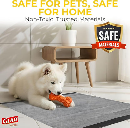 Glad for Pets Black Charcoal Puppy Pads - Super Absorbent Disposable Dog Pee Pads, Potty Training Pads, and Pet Supplies - Dog Pee Pads for Crate Training and Indoor Use 23" x 23" - 100 Count