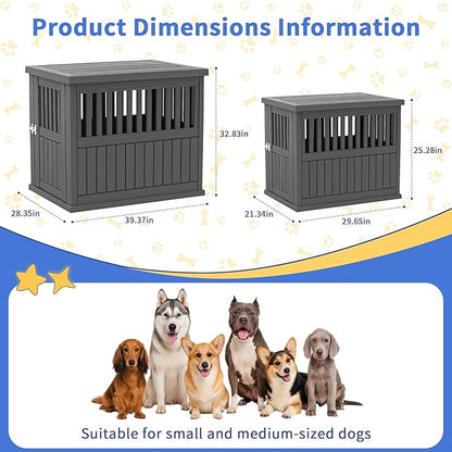 DRATO Dog Crate Furniture Lockable Dog Kennel Indoor Dog Crate Heavy Duty Decorative Pet Cage End Table for Small Medium Dogs Easy to Clean and Assemble, Black