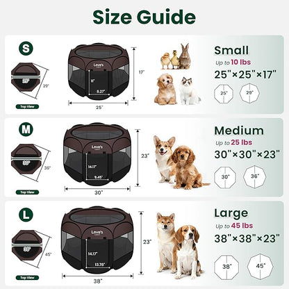 Love's cabin Pet Puppy Dog Playpen, Large Dog Tent Crates Cage Indoor/Outdoor, Portable Playpen for Cat, Foldable Pop Up Dog Kennel Playpen with Carring Case, Removable Zipper Top, Brown