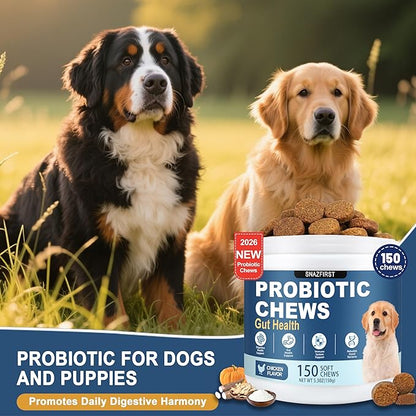 Probiotics for Dogs, Dog Probiotics Chews for Digestive Health & Gut Health, Improve Immune System,Constipation & Diarrhea Relief(Chicken Flavor, 150 Chews)