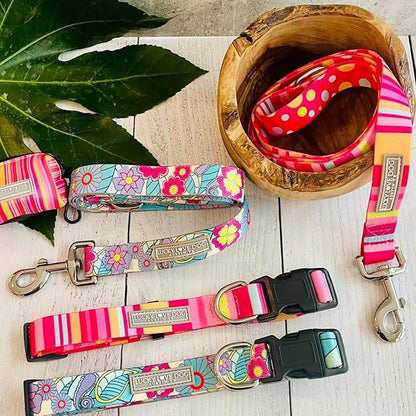 Lucky Love Dog - Easy Click Buckle Dog Collar with Leash Set Combo, Durable & Comfortable for Male & Female Dogs, Pet Collar for Medium Dogs, Secure Fit - Molly Combo, Medium