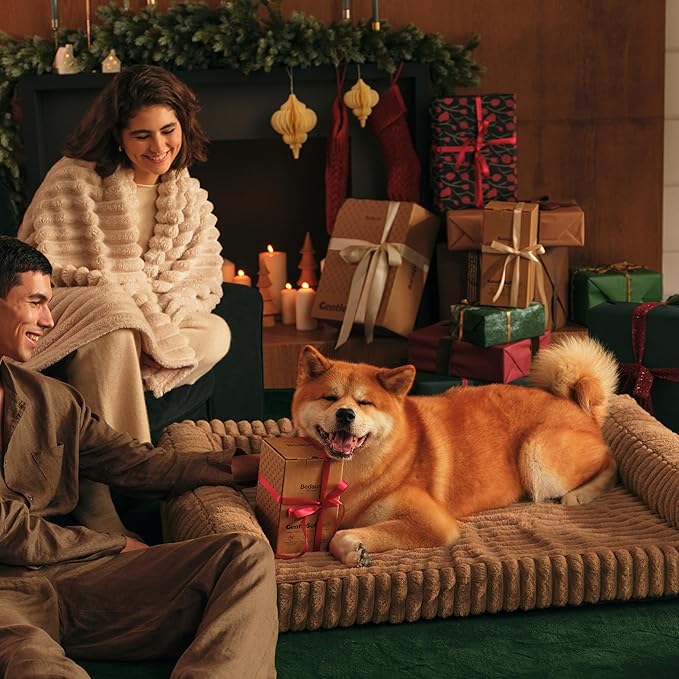 Bedsure ComfyFleece™ Orthopedic Dog Bed for Small Dogs, Waterproof Memory Foam Small Pet Beds with Sides, Non-Slip Bottom and Egg-Crate Foam Medium Dog Couch Sofa with Washable Corduroy Cover, Brown