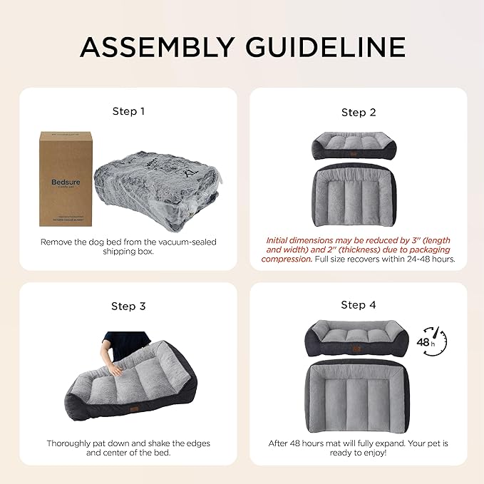 Bedsure SupportMax™ Orthopedic Dog Bed Medium Size Dog - As Seen on TV Extra Thick Supportive Medium Dogs Beds with Waterproof Washable Cover, Comfort Pet Bed Sofa with Soft Sherpa, Grey, 35"