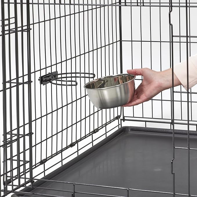 MidWest Homes for Pets Intermediate Double Door iCrate Starter Kit, 36-inch Dog Crate Bundle for Medium to Large Breeds, Includes Cage, Pet Bed, 2 Bowls and Privacy Cover