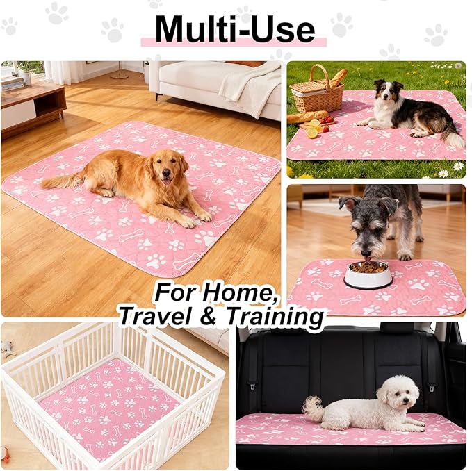 BEAUTYZOO 4 Pack Washable Pee Pads for Dogs, Reusable Puppy Pads for Potty Training, Waterproof Super Absorbent Wee Wee Pads for Dogs Non-Slip, Pet Whelping Mats Playpen Dog Crate Floors, 24IN x 36IN