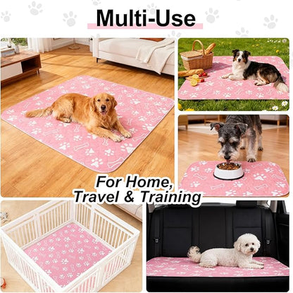 BEAUTYZOO 4 Pack Washable Pee Pads for Dogs, Reusable Puppy Pads for Potty Training, Waterproof Super Absorbent Wee Wee Pads for Dogs Non-Slip, Pet Whelping Mats Playpen Dog Crate Floors, 24IN x 36IN