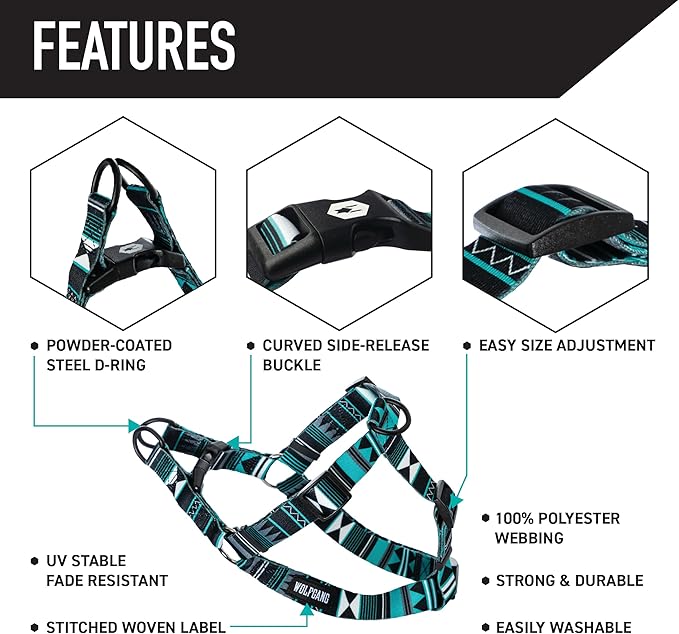 Wolfgang Heavy Duty Adjustable Dog Harness, Pull-Tested for Walking & Training, WesternSky Print, Small